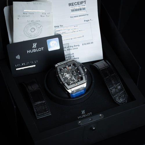 2021 SERVICED Hublot Spirit of Big Bang 42mm Titanium Skeleton Dial 641.NX.0173.LR B&P